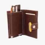 Carlo Sacchi dark brown RFID leather metal cardholder wallet