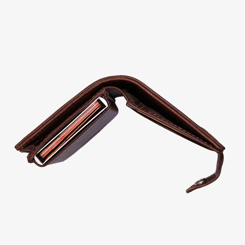 Carlo Sacchi dark brown RFID leather metal cardholder wallet