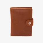 Carlo Sacchi cognac RFID leather metal cardholder wallet