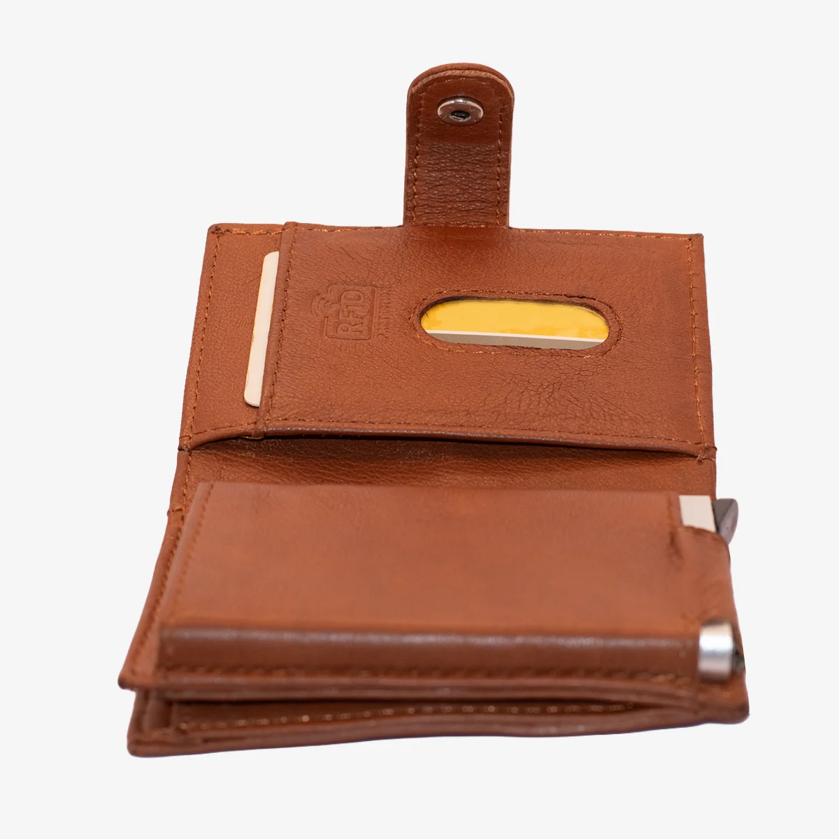 Carlo Sacchi cognac RFID leather metal cardholder wallet - Image 5