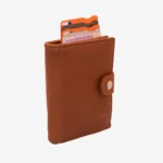 Carlo Sacchi cognac RFID leather metal cardholder wallet