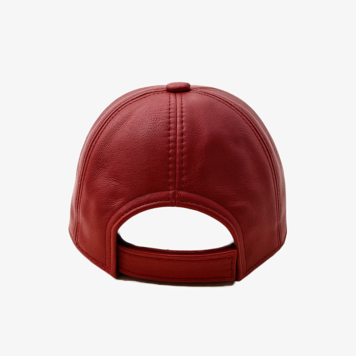 Unisex adjustable sheep nappa red baseball leather cap - Image 3