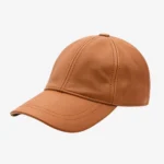 Unisex adjustable sheep nappa cognac baseball leather cap