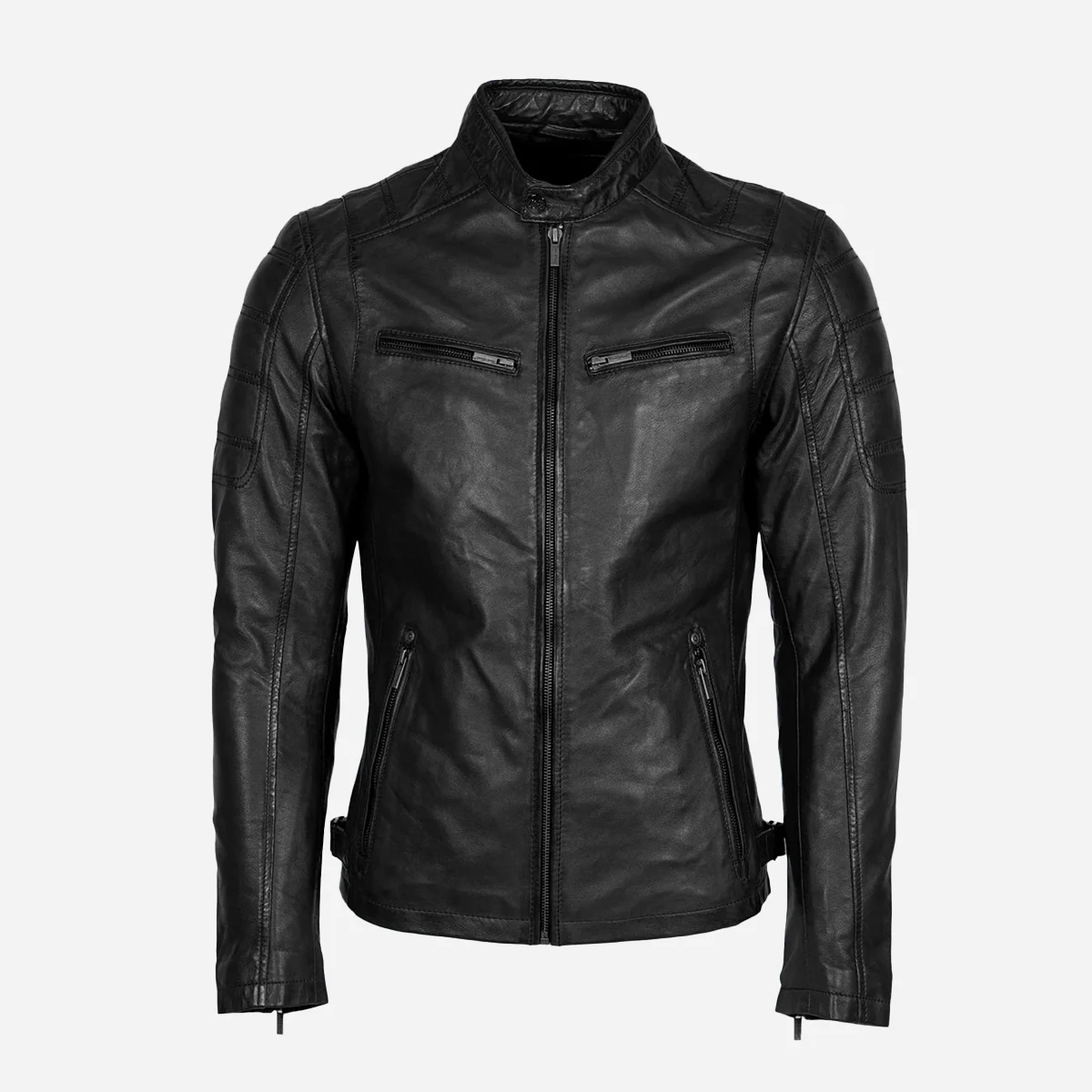 Mens leather jacket blue 9903 - Image 7