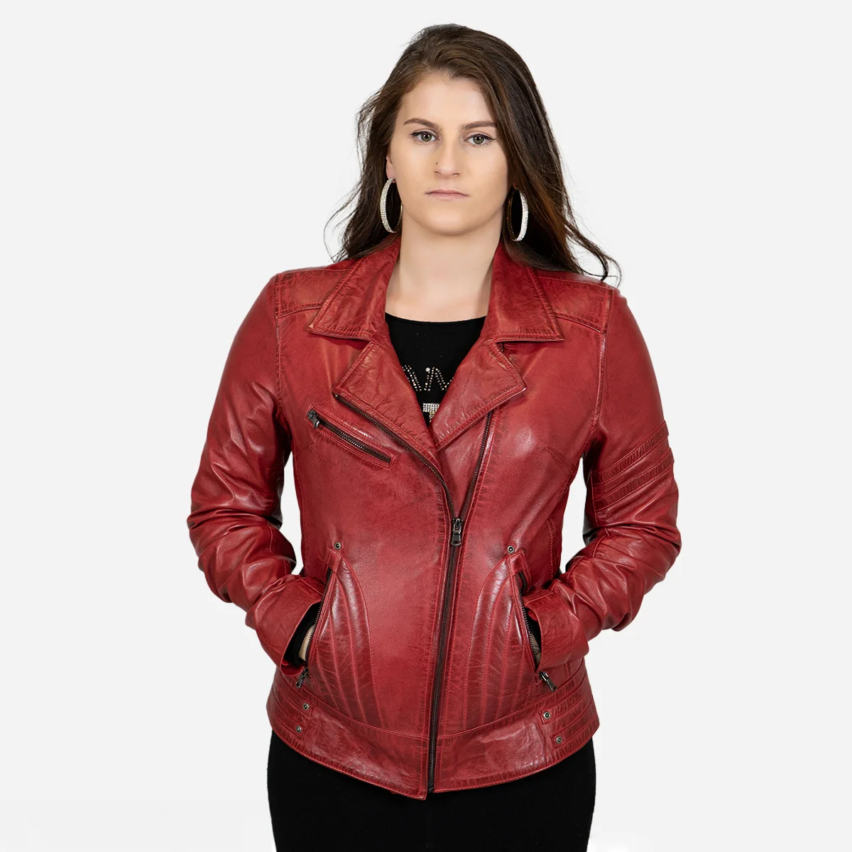 Ladies leather jacket red Jane 5