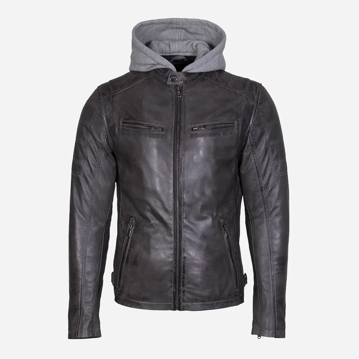 Mens leather jacket charcoal 9980