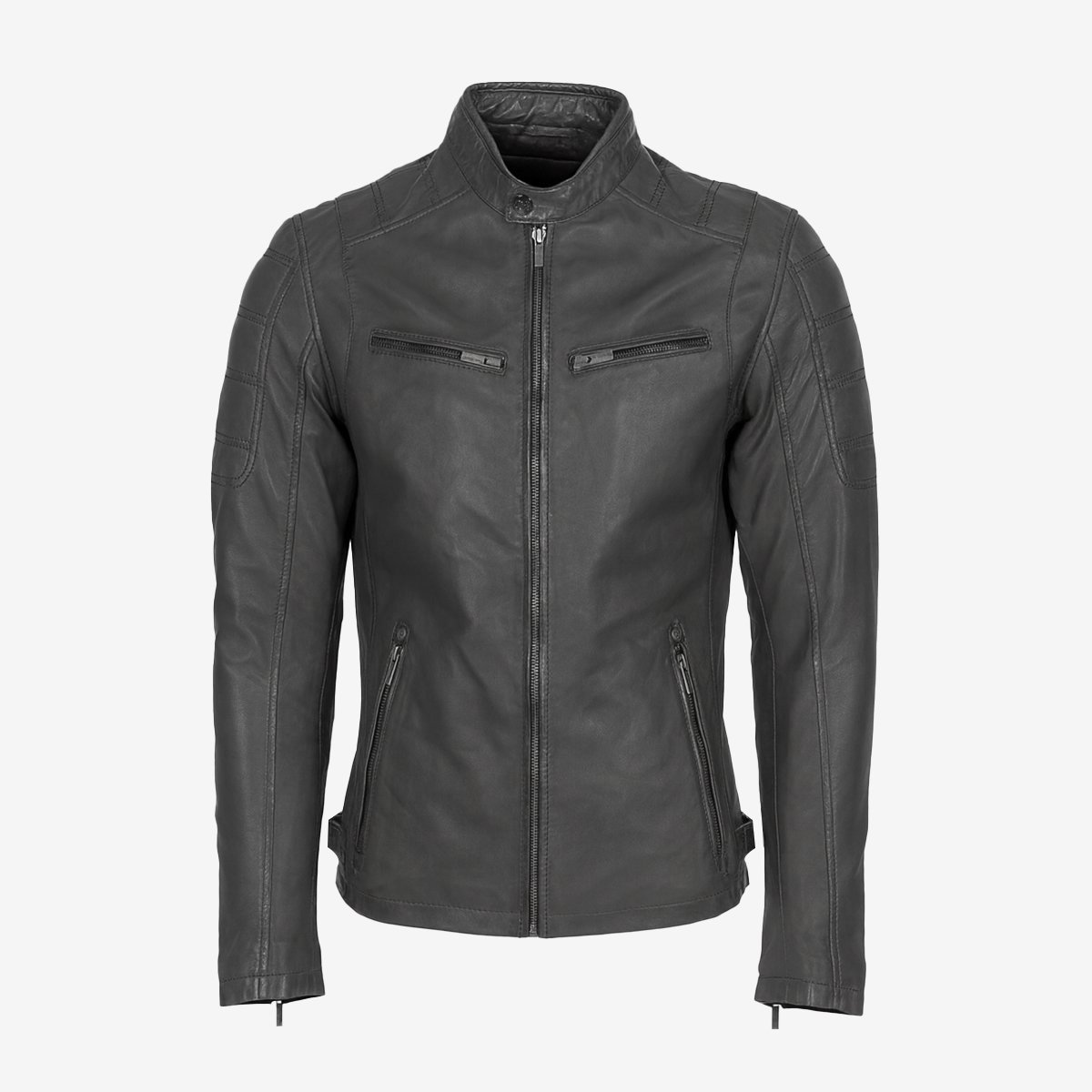 Mens leather jacket charcoal gray 9903