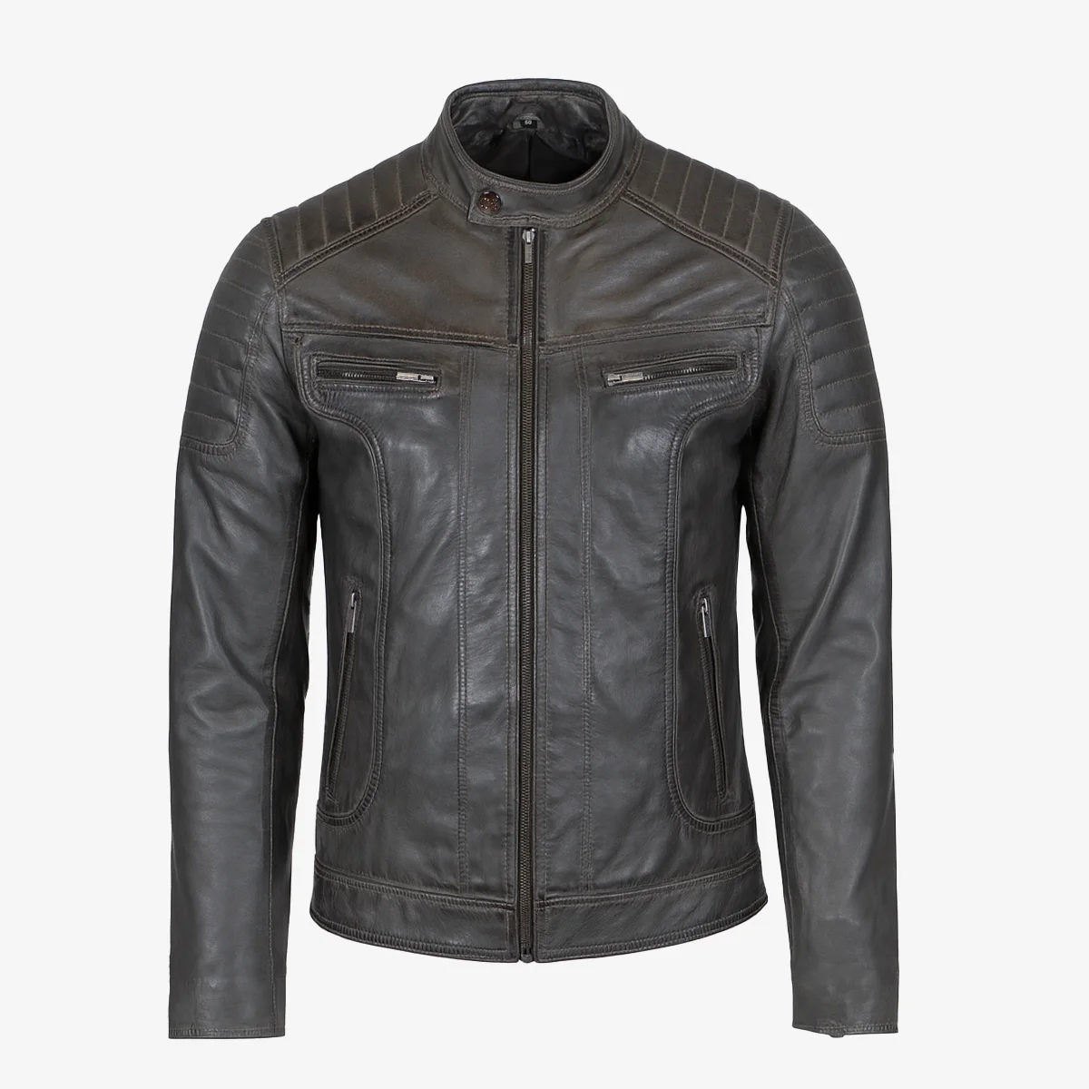 Mens leather jacket charcoal Ryan