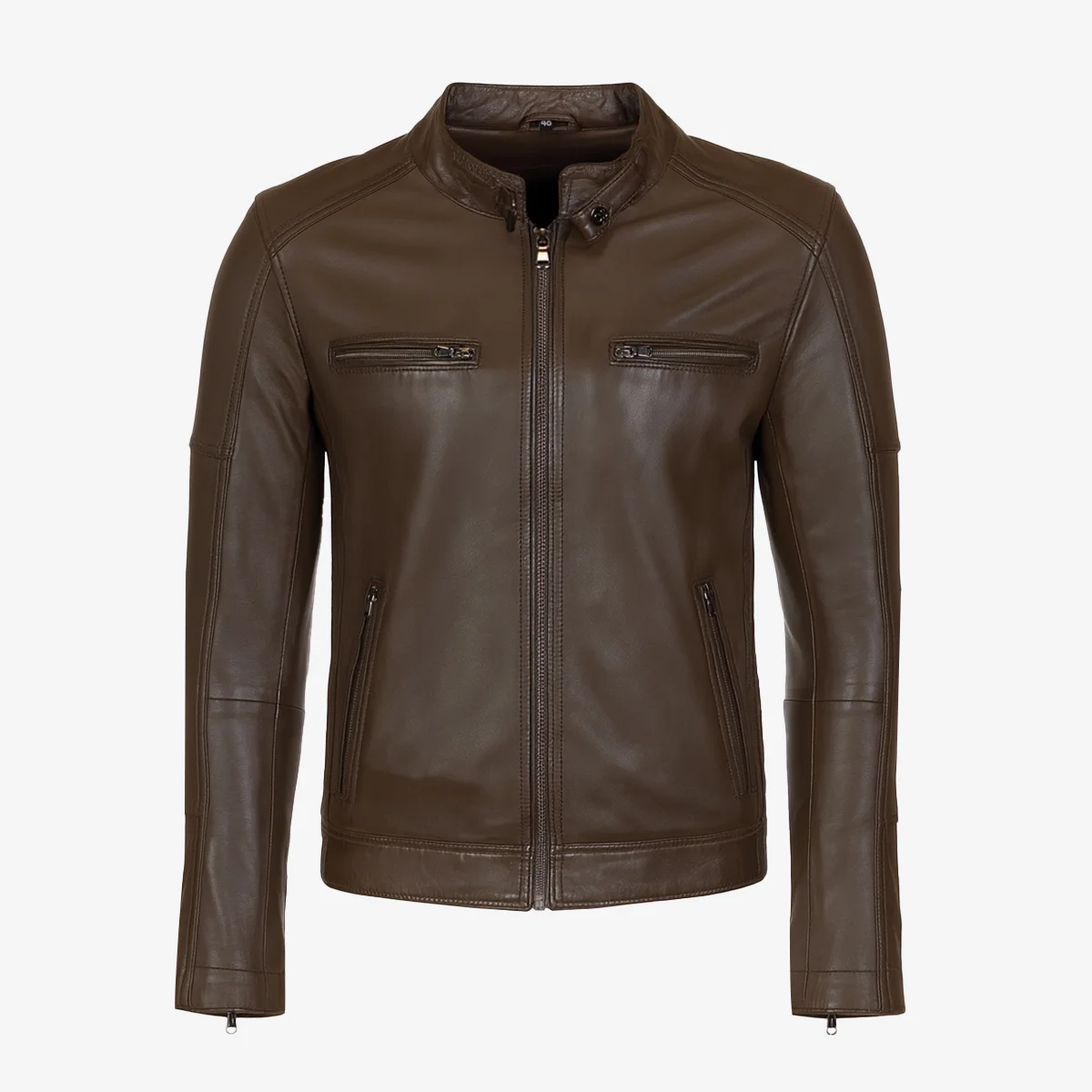 Mens leather jacket black N082 - Image 5