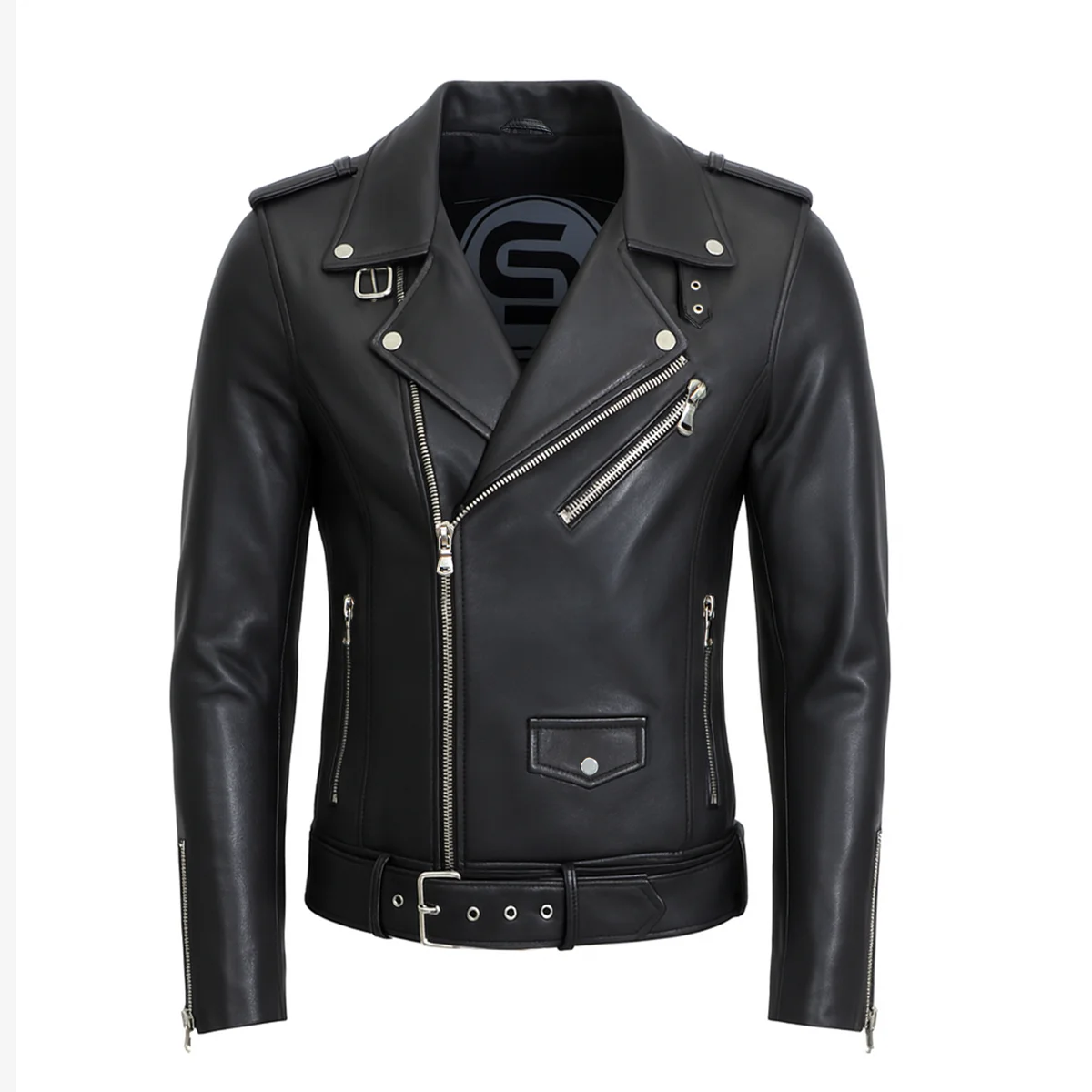Mens leather biker jas perfecto black 9915 - Image 2