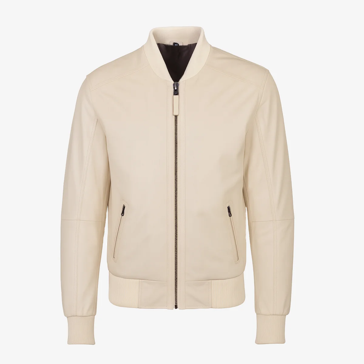 Men's leather bomber jacket Ecru