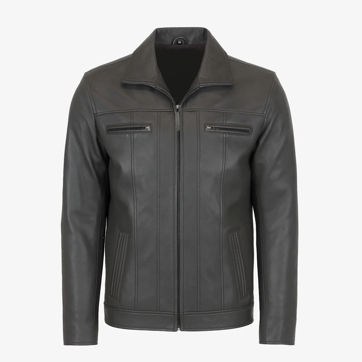 Mens leather jacket charcoal Da004