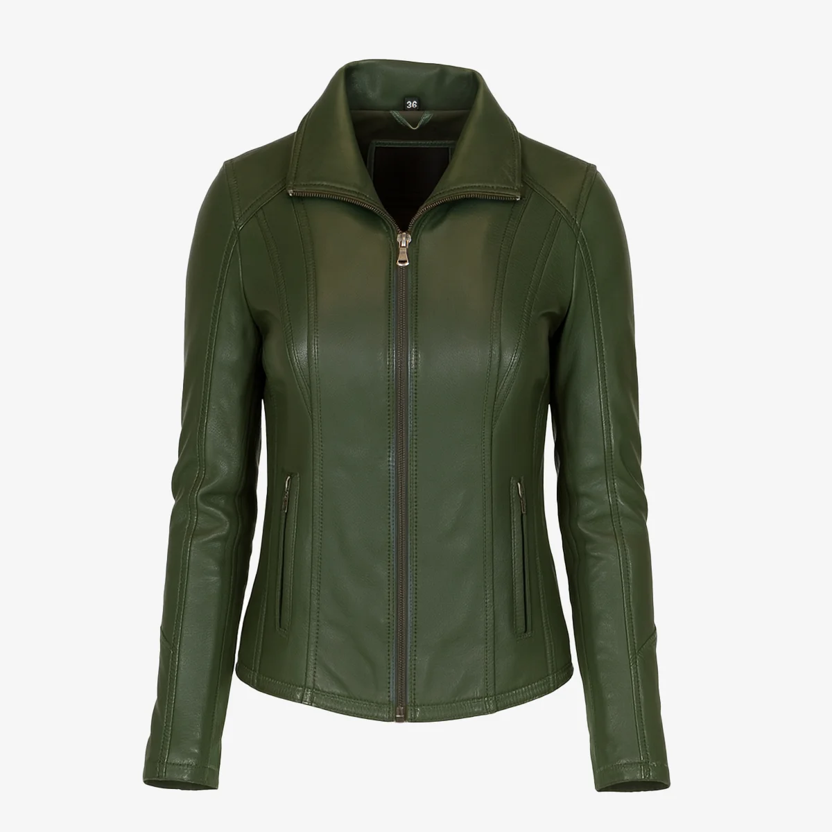 Women's Leather Jacket green 9938 A