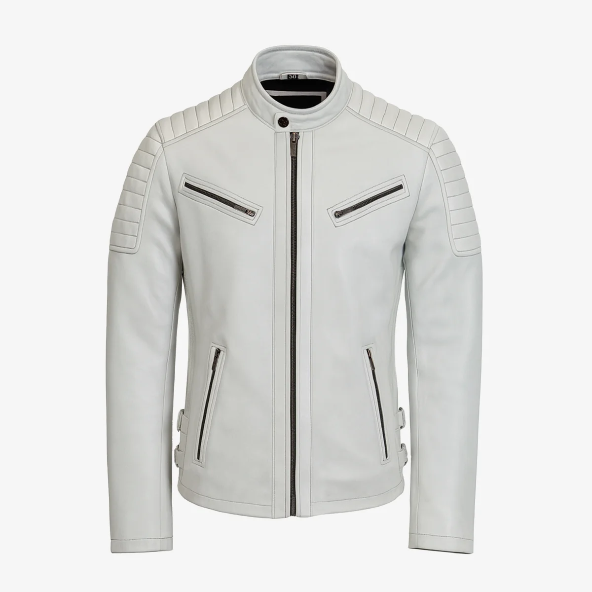 Men's leather jacket white 9948