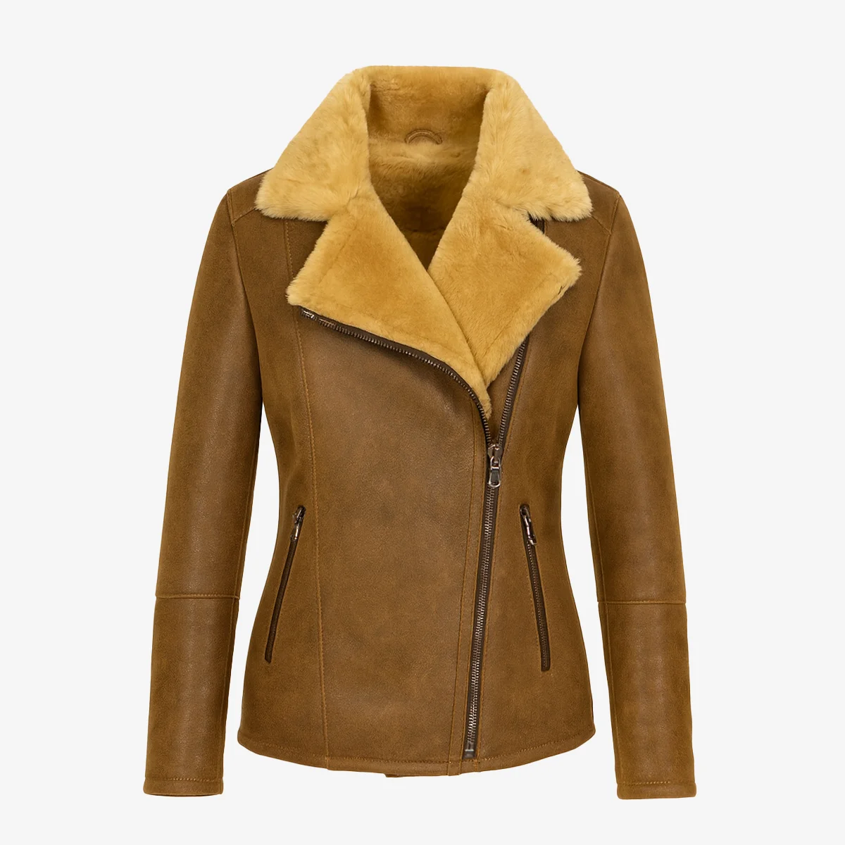 Women's shearling lammy coat cognac Perfecto