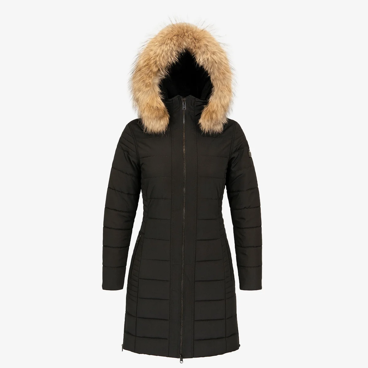 Womens winter jacket long puffer beige - Image 5