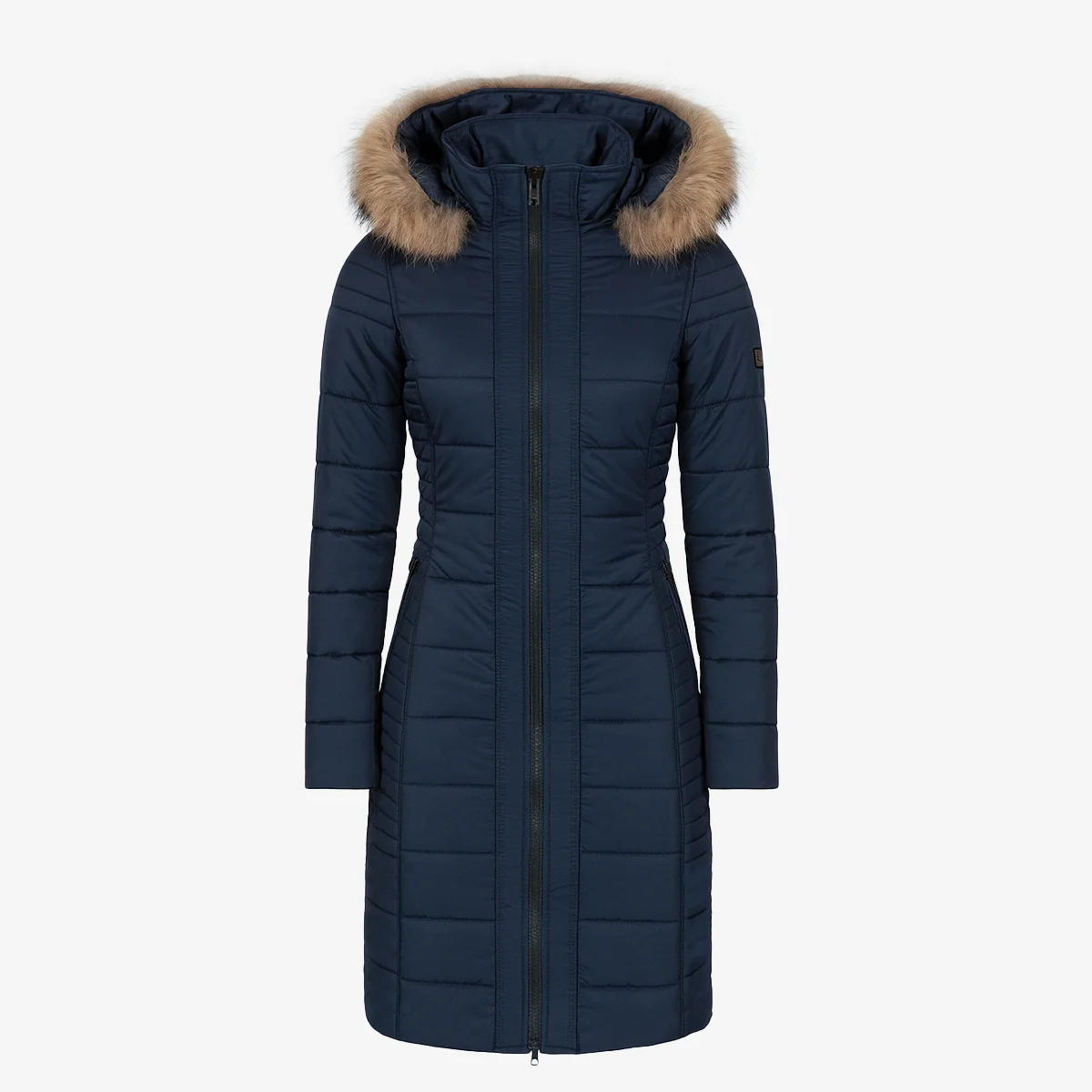 Womens winter jacket long puffer blue