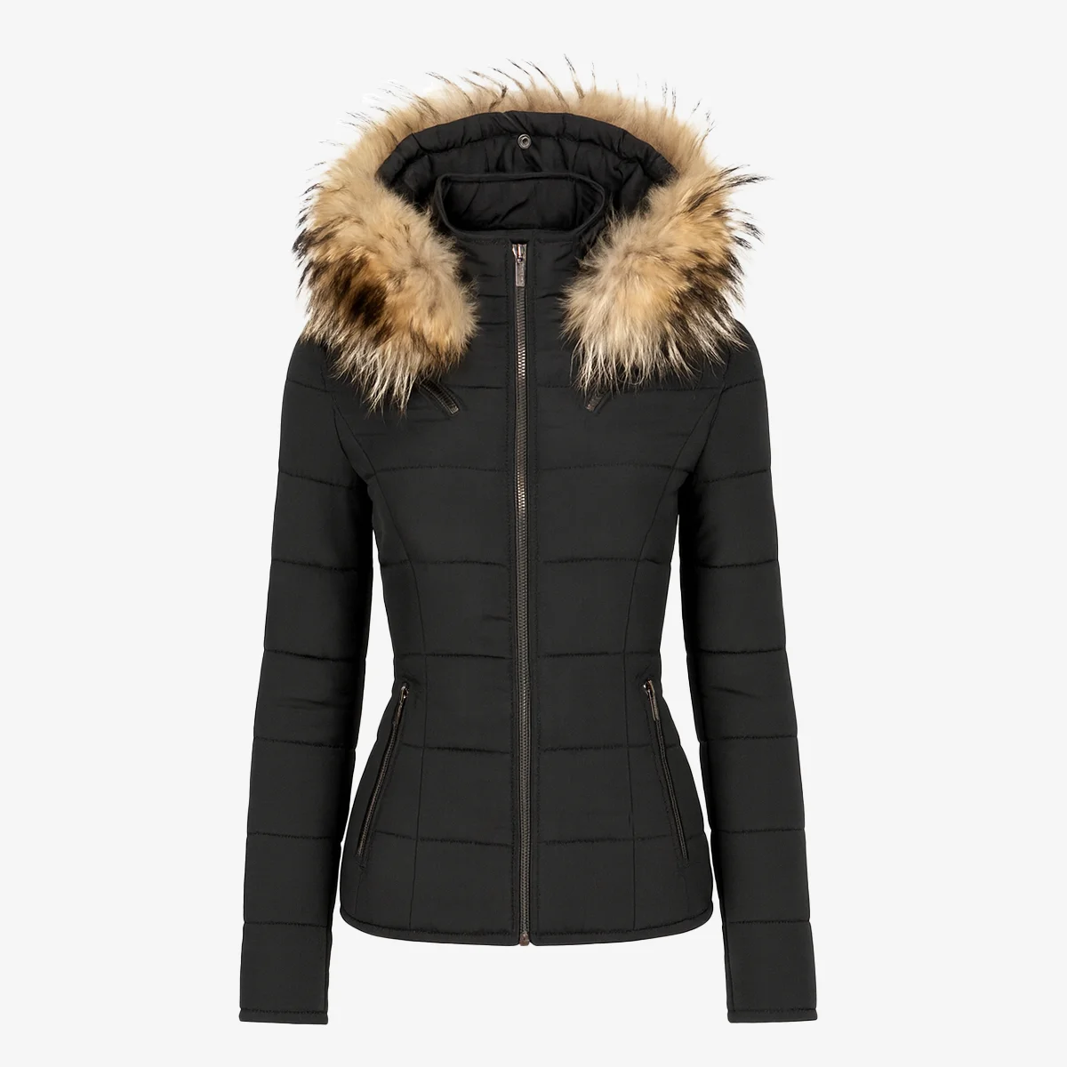 Womens winter puffer jacket black 009