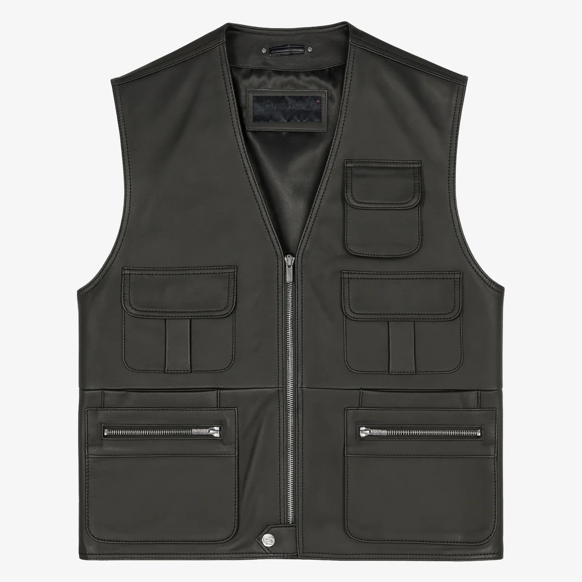 Carlo Sacchi fishermans gilet cognac - Image 9