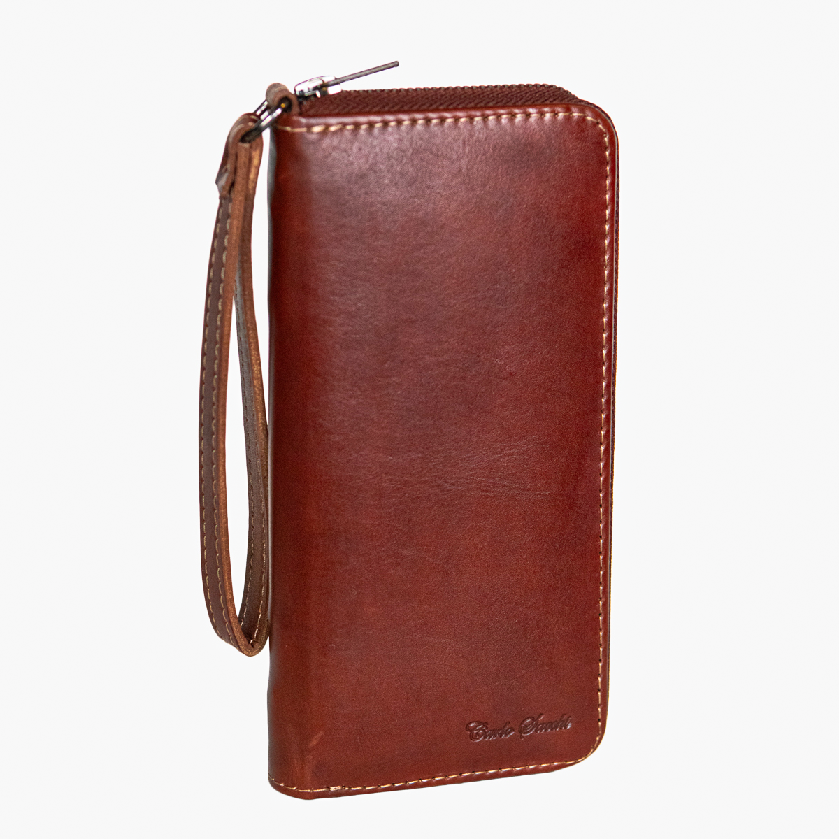 Womens leather clutch wallet with zip burgundy - Image 8