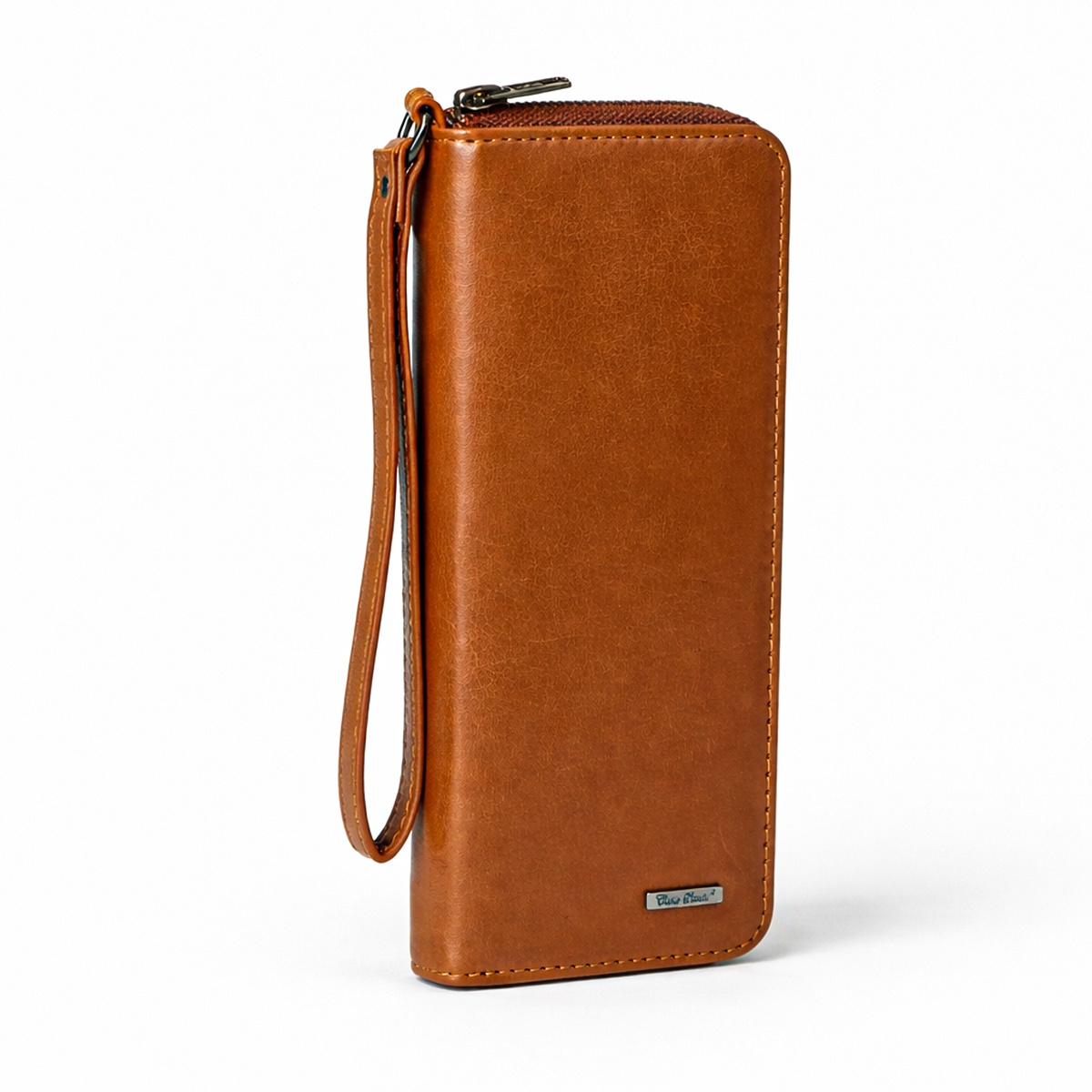 Womens leather clutch wallet with zip burgundy - Image 12