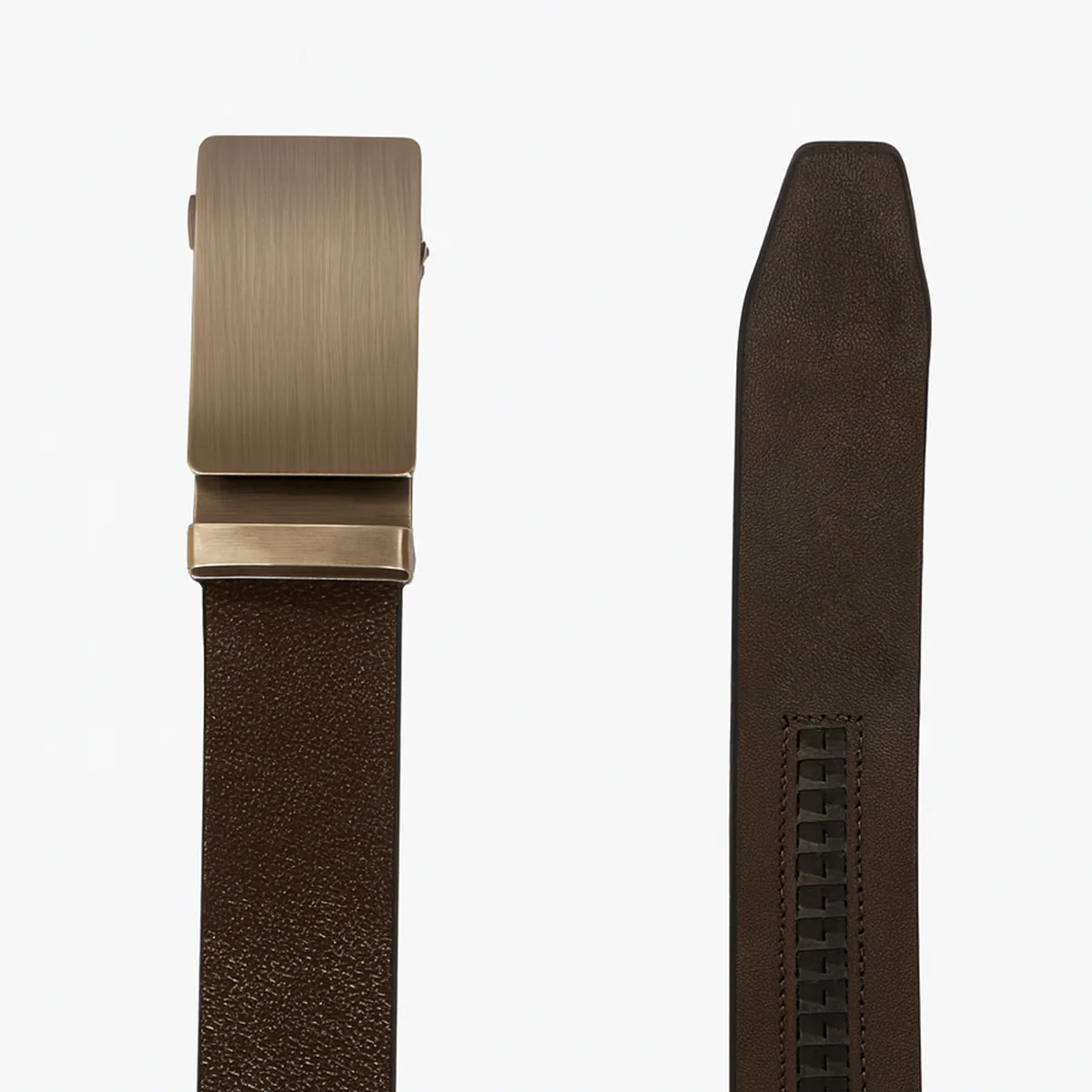Men’s ratchet buffalo leather belt brown (35MM) - Image 2