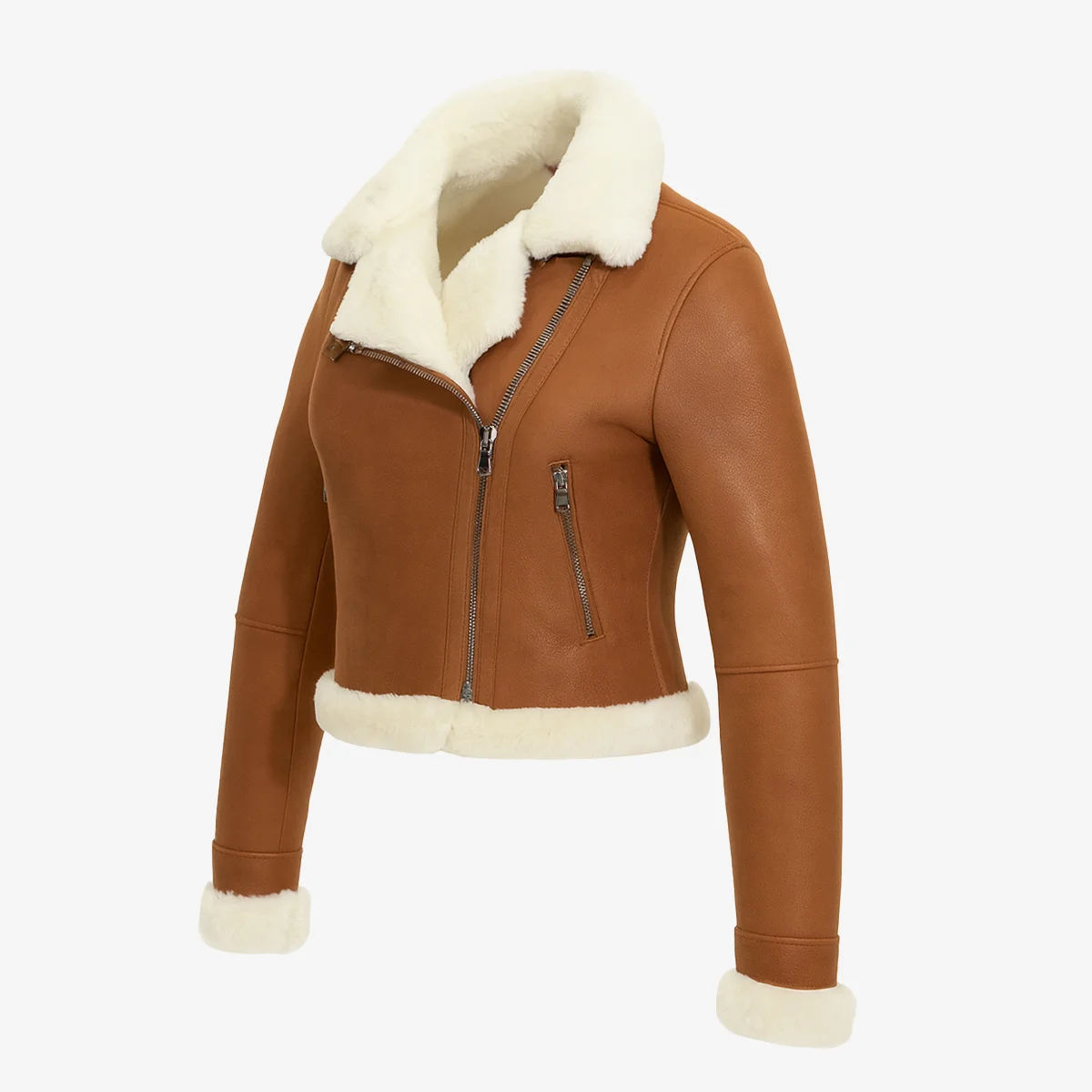 Lady shearling jacket cognac cropped Perfecto - Image 2
