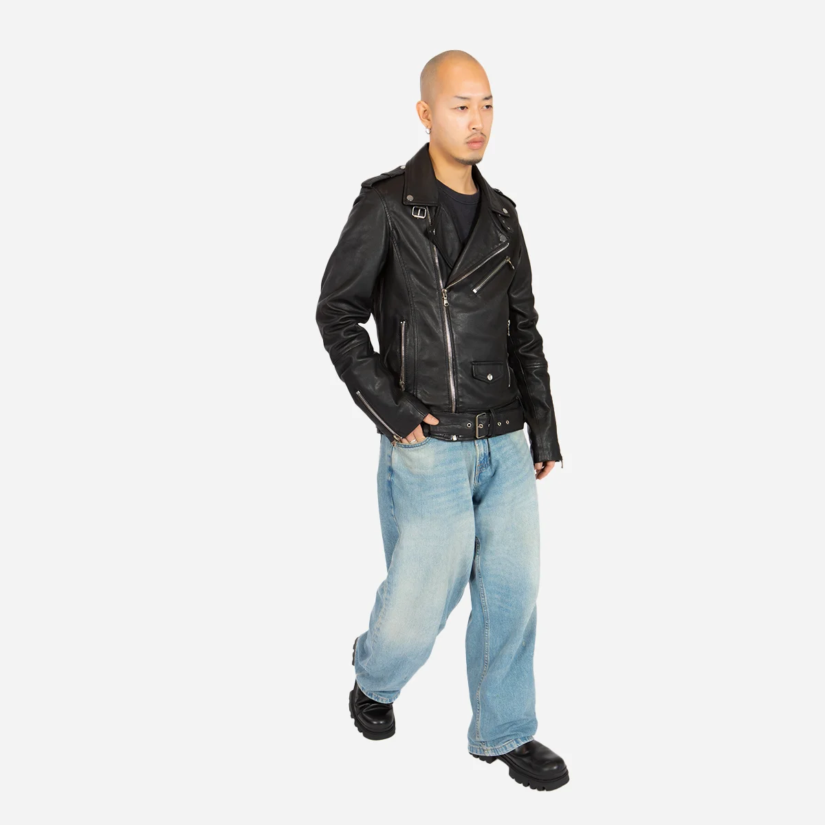 Mens leather biker jas perfecto black 9915 - Image 6