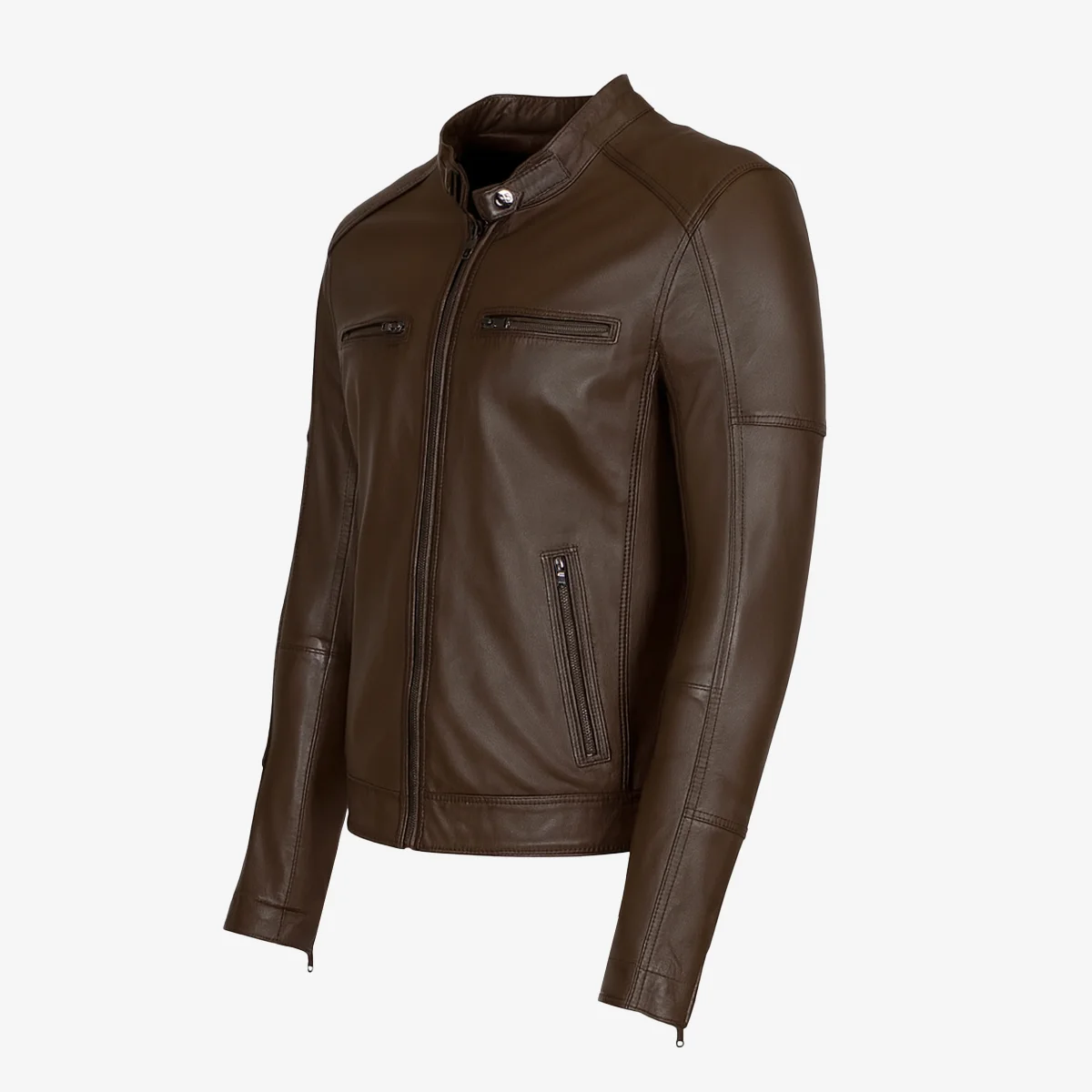 Men's leather jacket dark brown N082 - Image 2