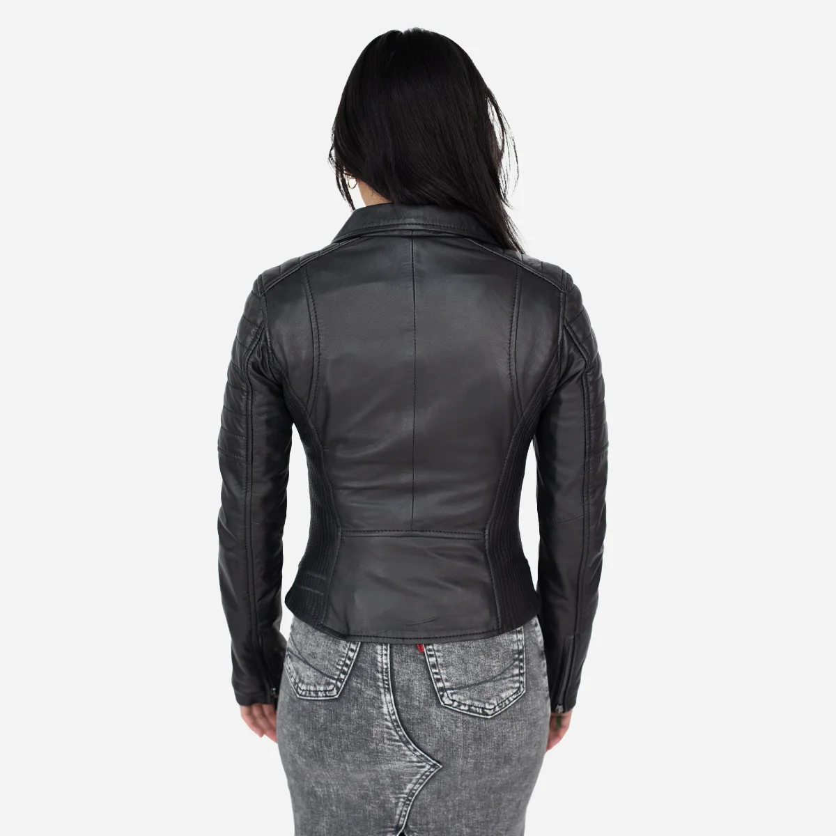 Ladies leather biker jacket black Perfecto BS - Image 2