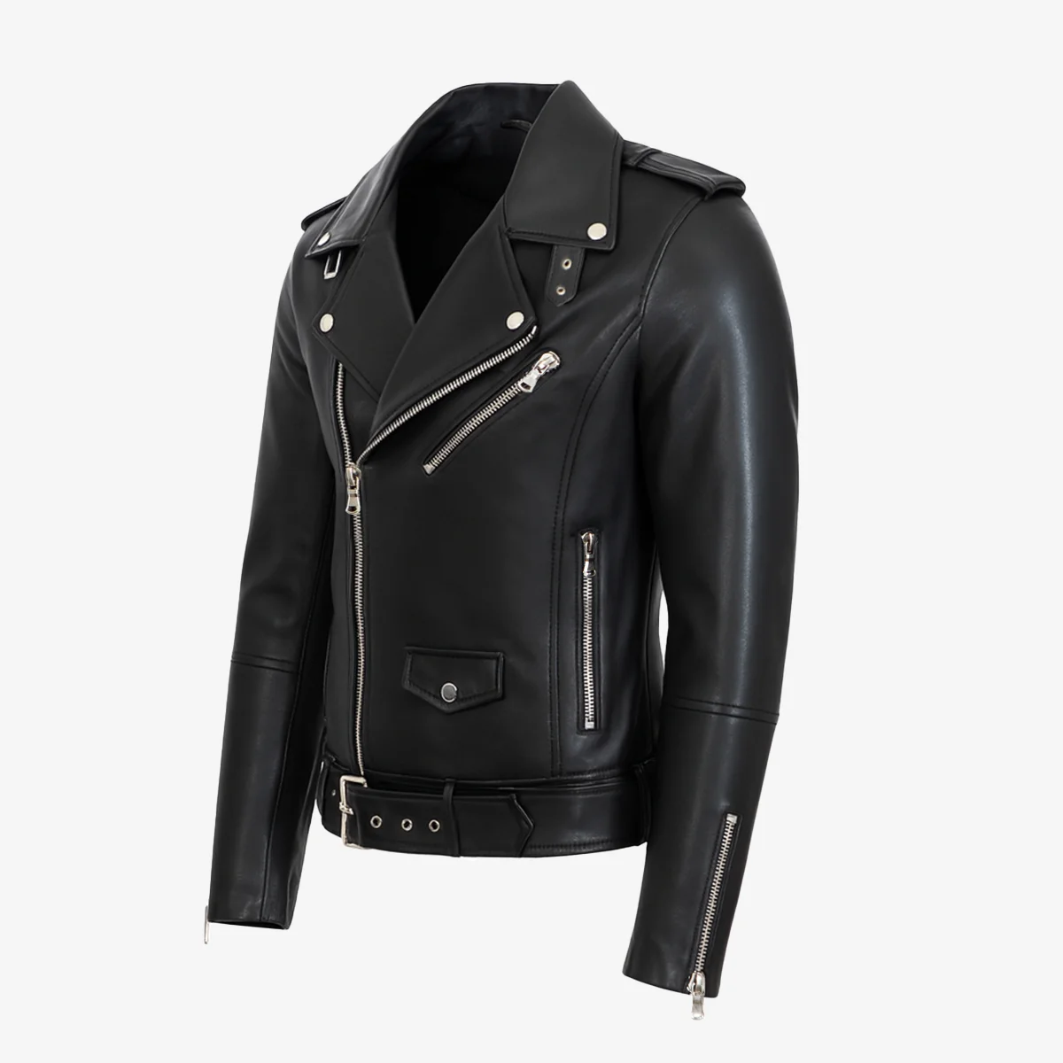 Mens leather biker jas perfecto black 9915 - Image 3