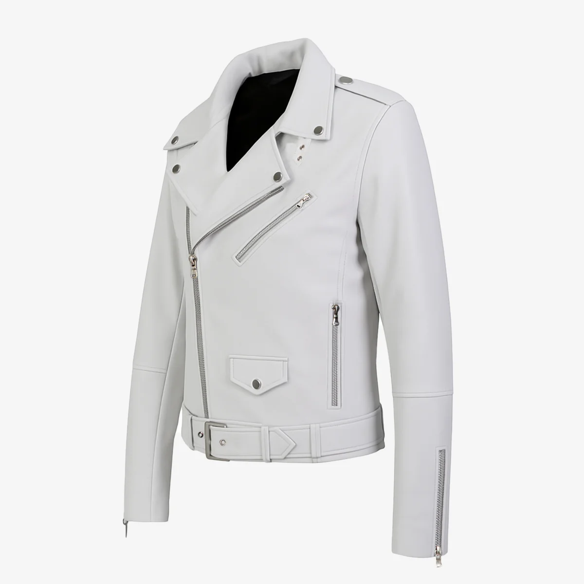 Mens leather biker jacket perfecto white 9915 - Image 2