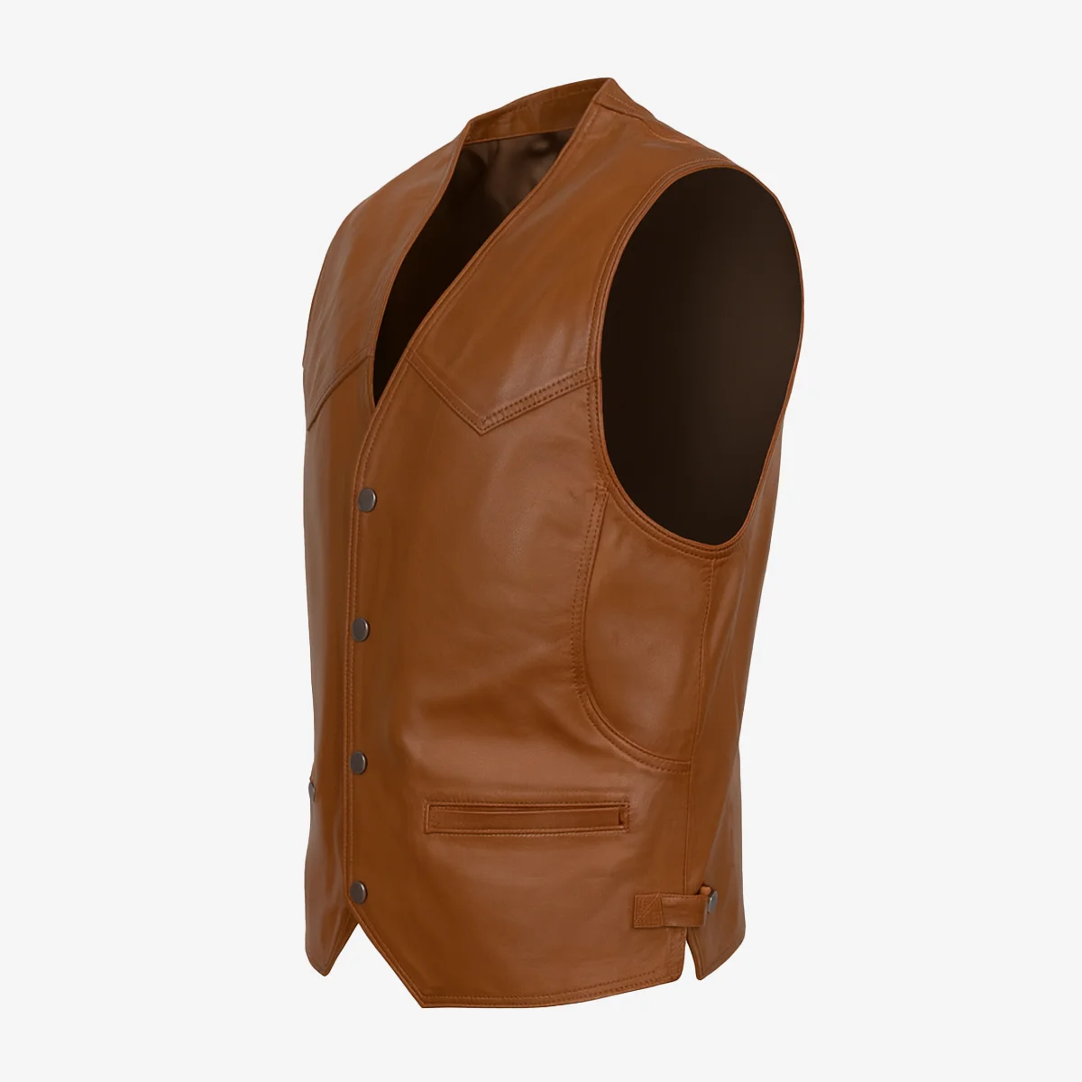 Mens leather vest brandy Waistcoat - Image 2
