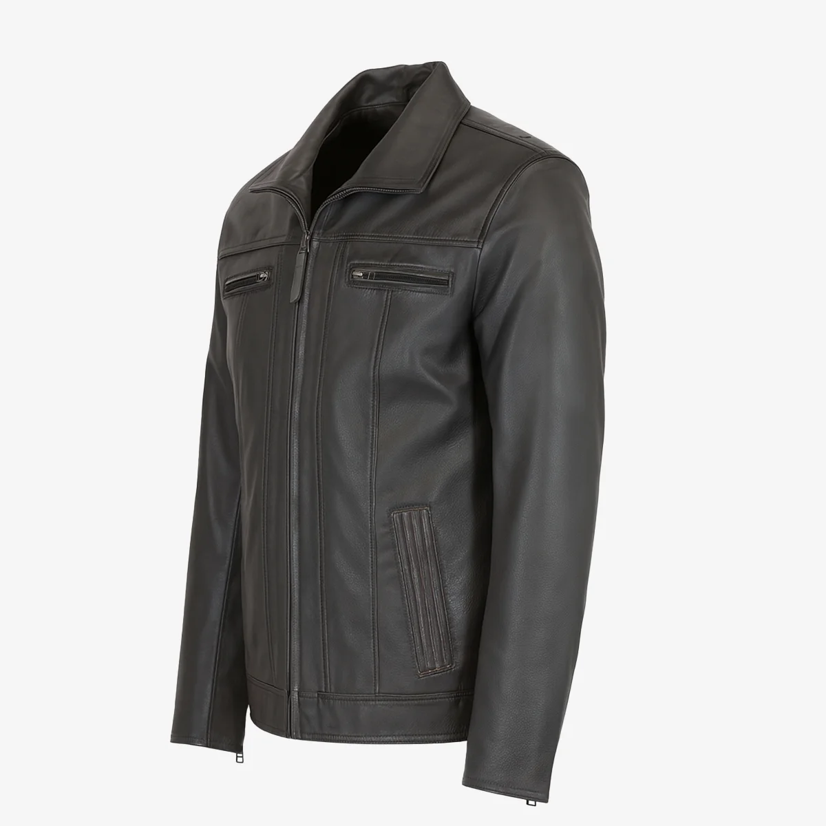 Mens leather jacket charcoal Da004 - Image 2