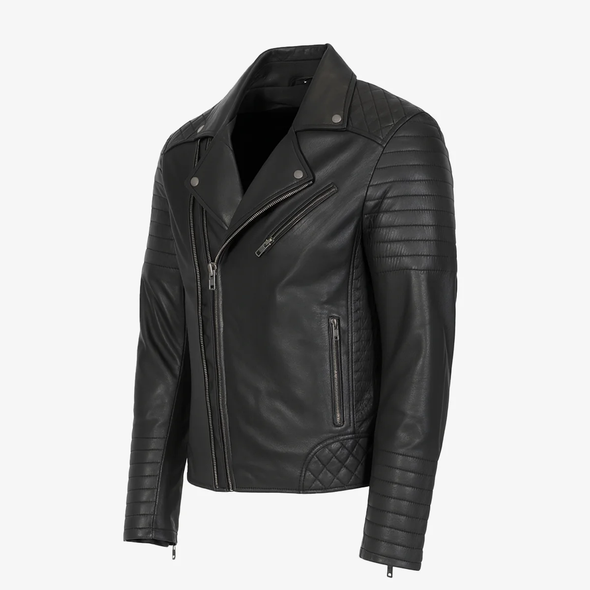 Mens leather biker jacket black Perfecto GBS - Image 2