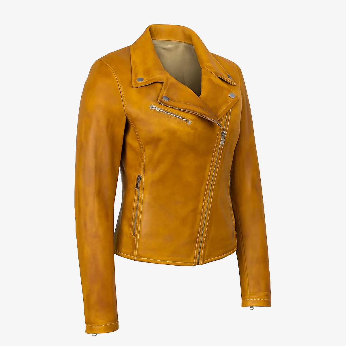 Ladies leather biker jacket yellow Perfecto  24 - Image 2