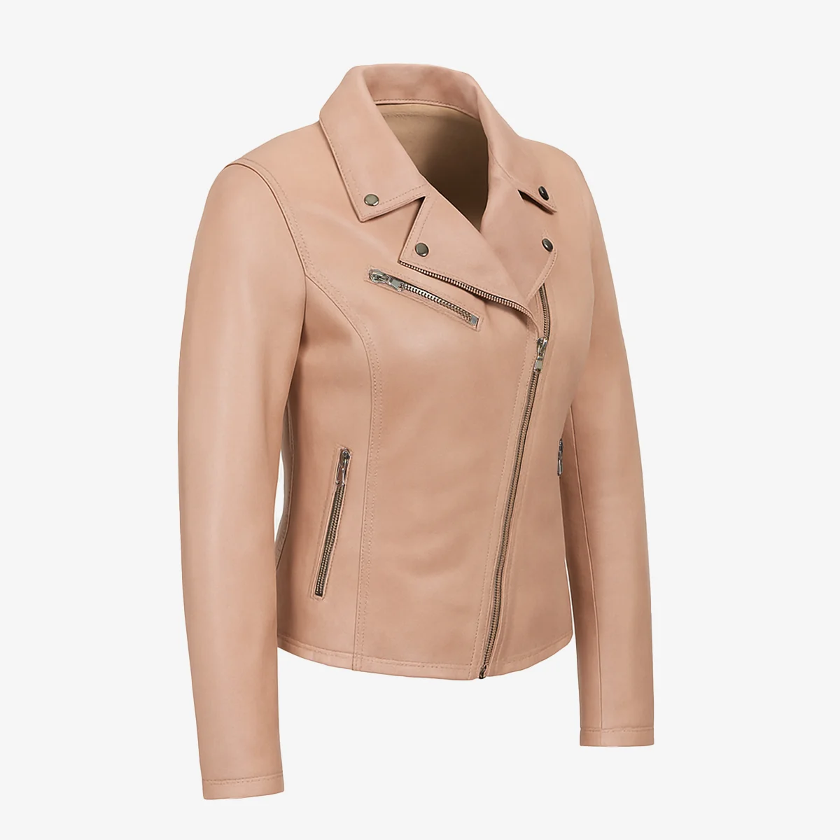Ladies leather biker jacket peach Perfecto 24 - Image 2