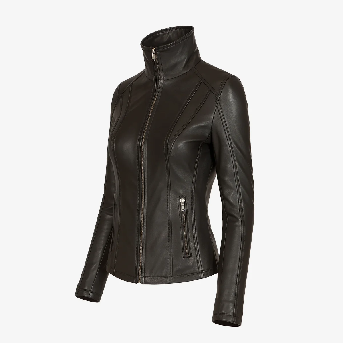 Women's leather jacket black 9938 A - Image 2