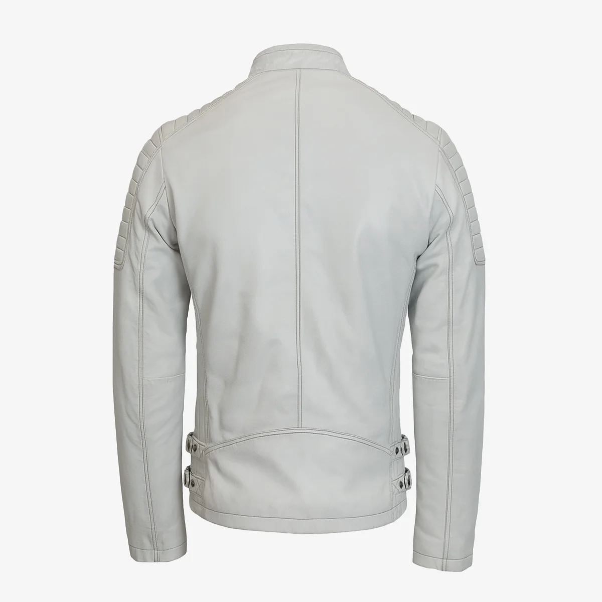 Men's leather jacket white 9948 - Image 3