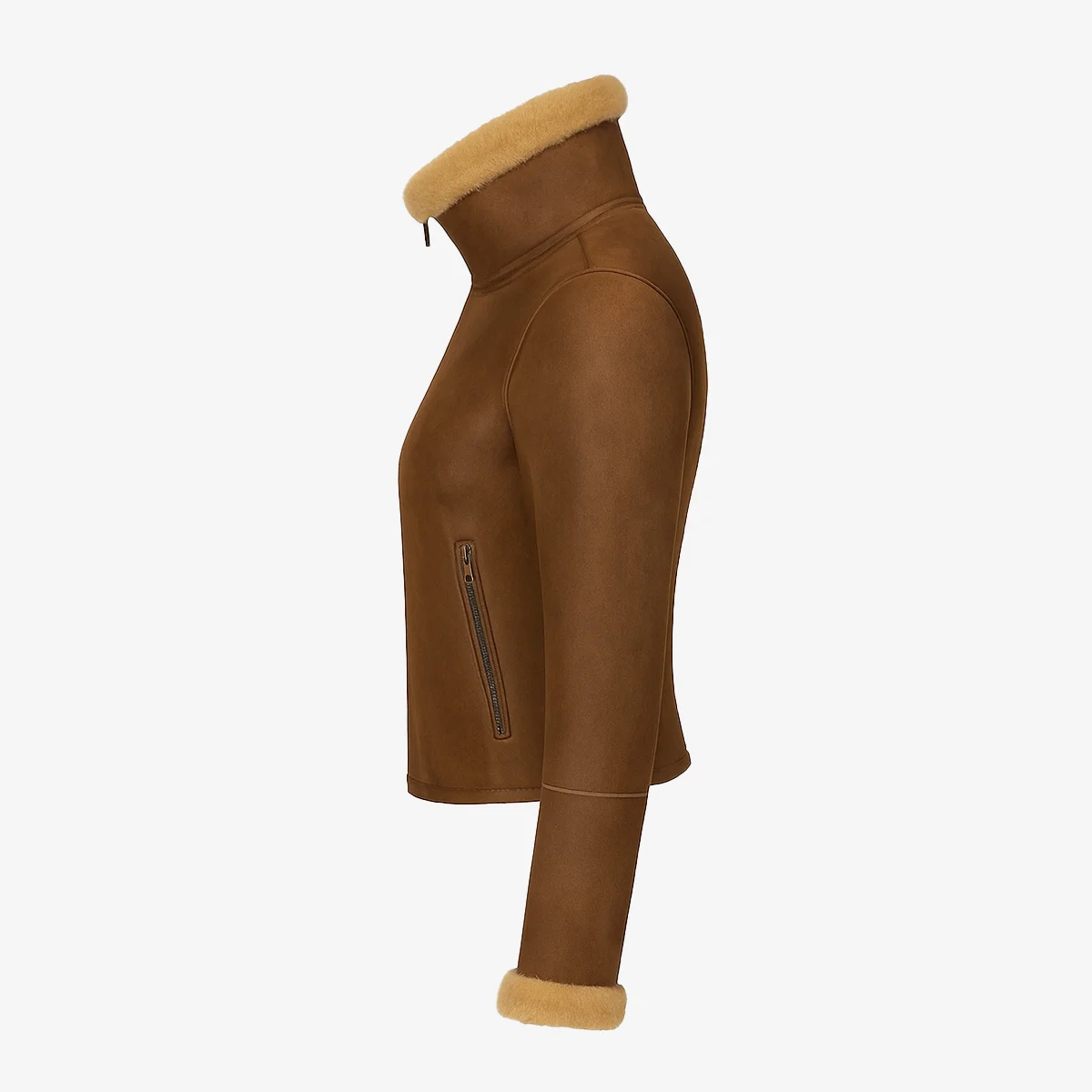 Women's shearling coat cognac crop Kat - Image 2