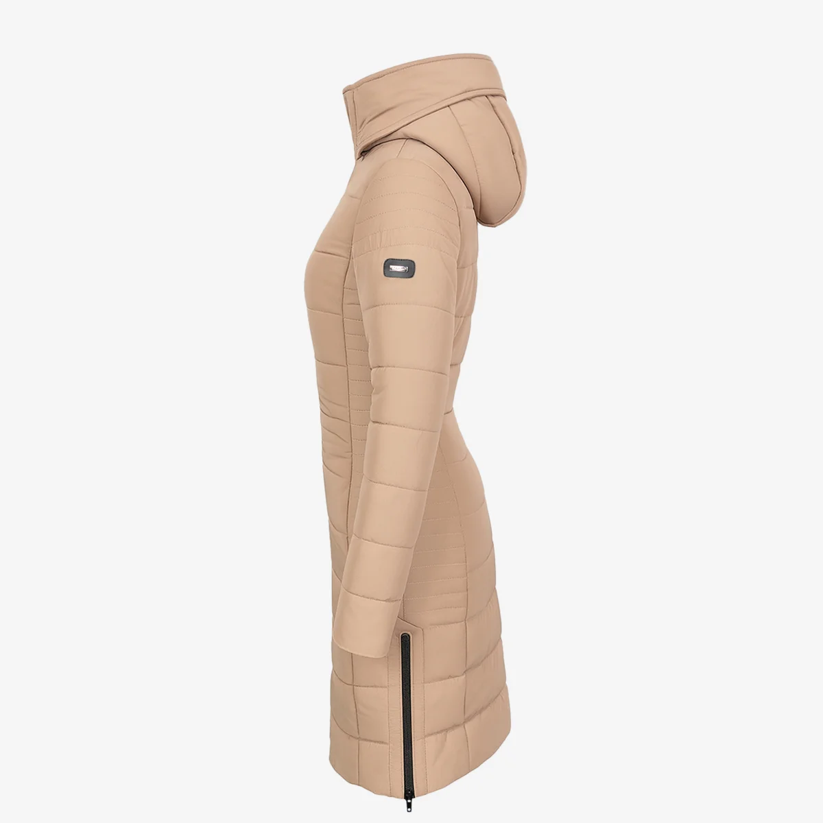 Womens winter jacket long puffer beige - Image 2