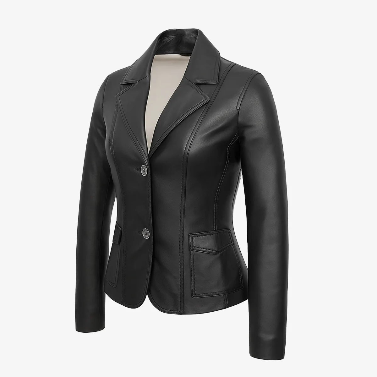 Womens leather black Blazer 24 - Image 2
