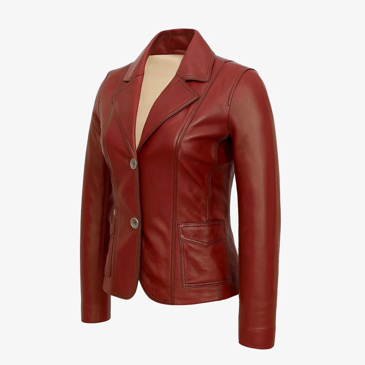 Womens leather Blazer 24 red - Image 2