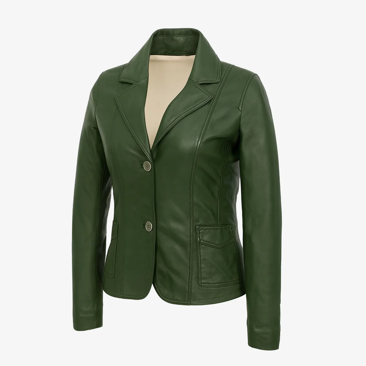 Womens leather green Blazer 24 - Image 2