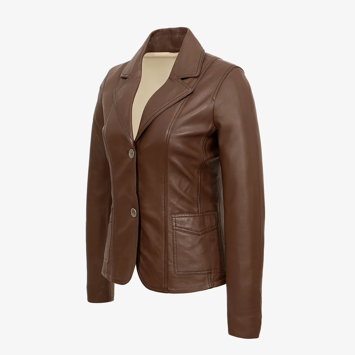 Womens leather veg wood Blazer 24 - Image 2