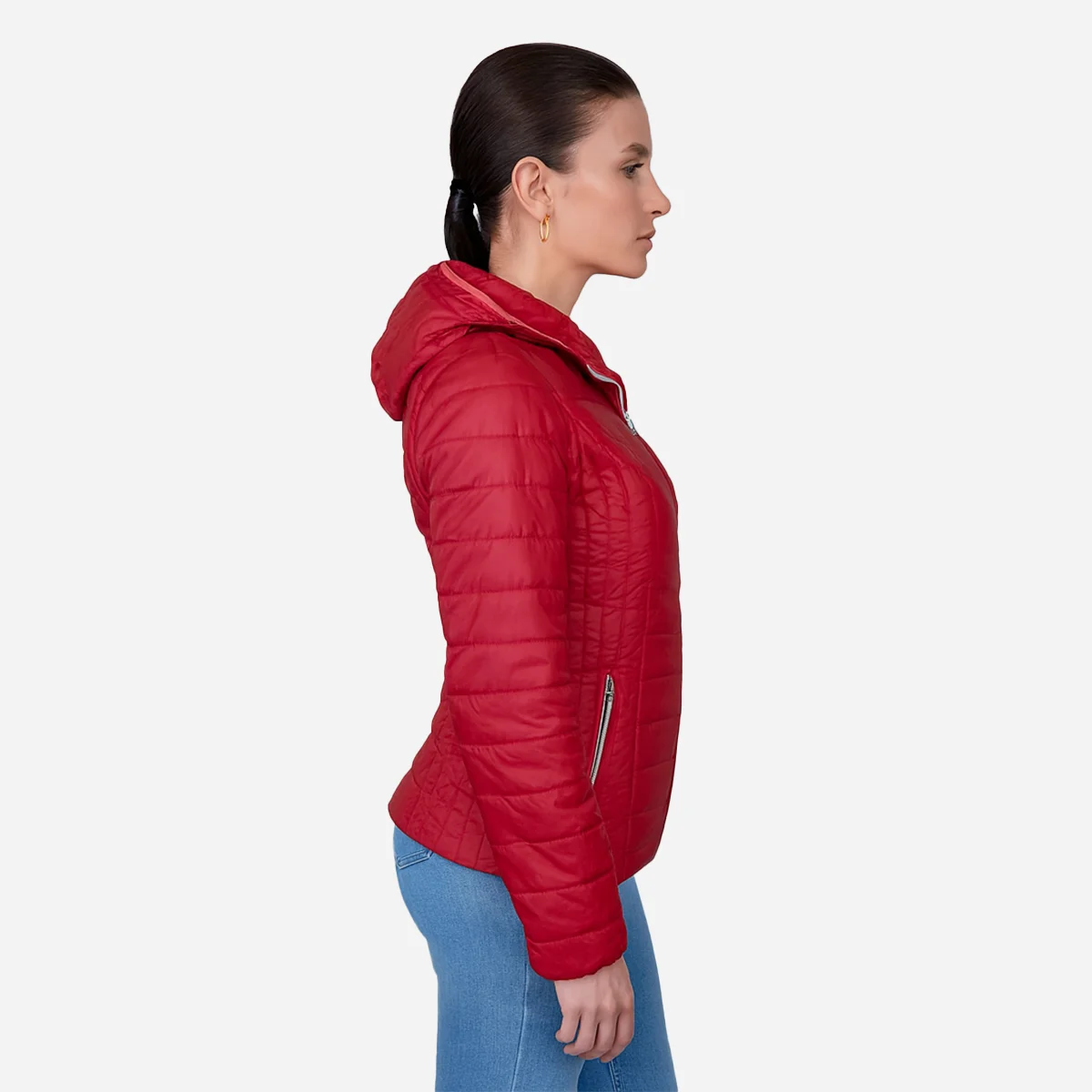 Womens lightweight padded red jacket - Image 2