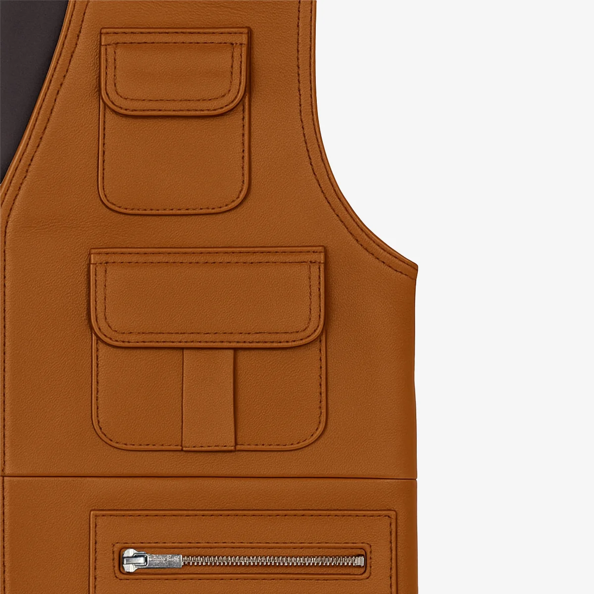 Carlo Sacchi fishermans gilet cognac - Image 2