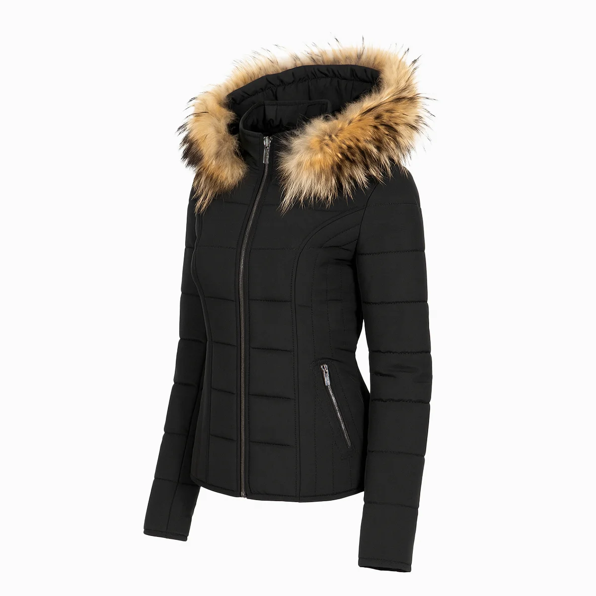 Womens winter puffer jacket black 009 - Image 2