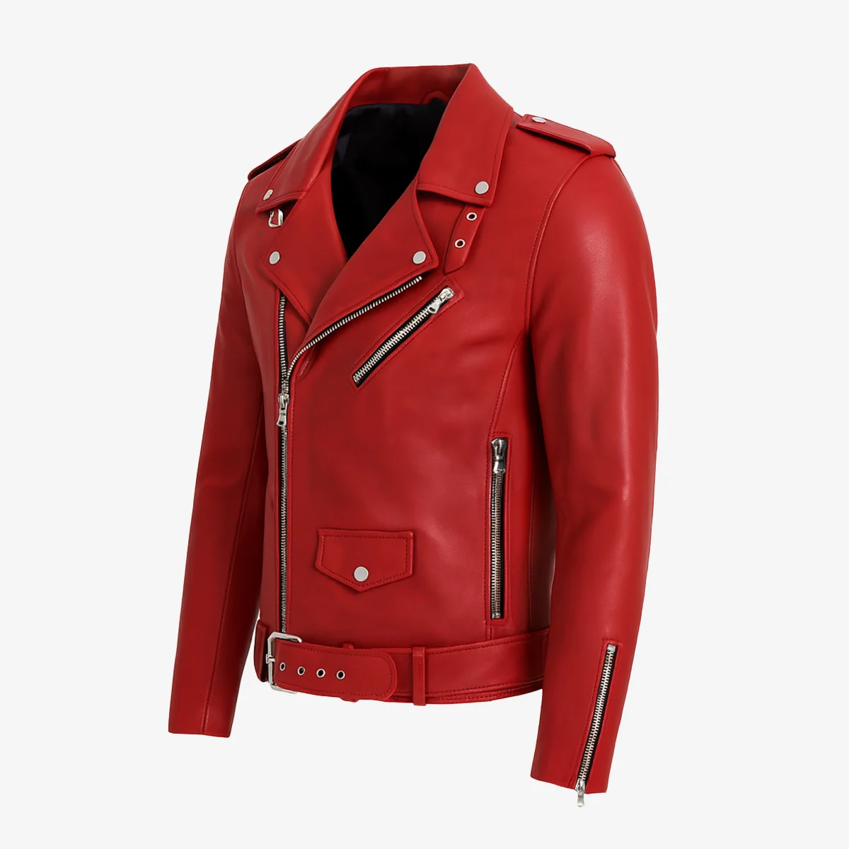 Mens leather biker jacket perfecto red 9915 - Image 2