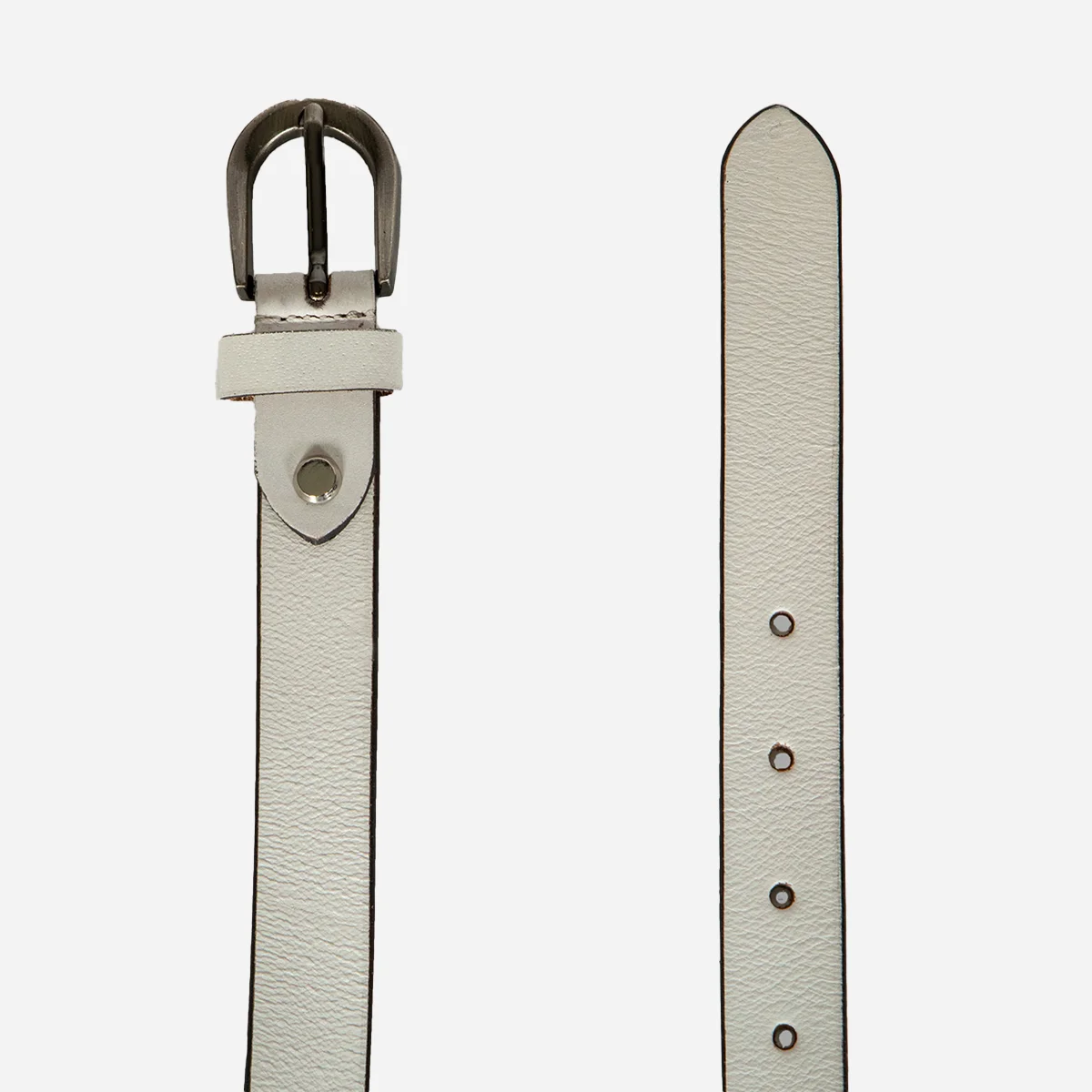 Women's hand waxed white buffalo leather belt (25MM) - Image 2